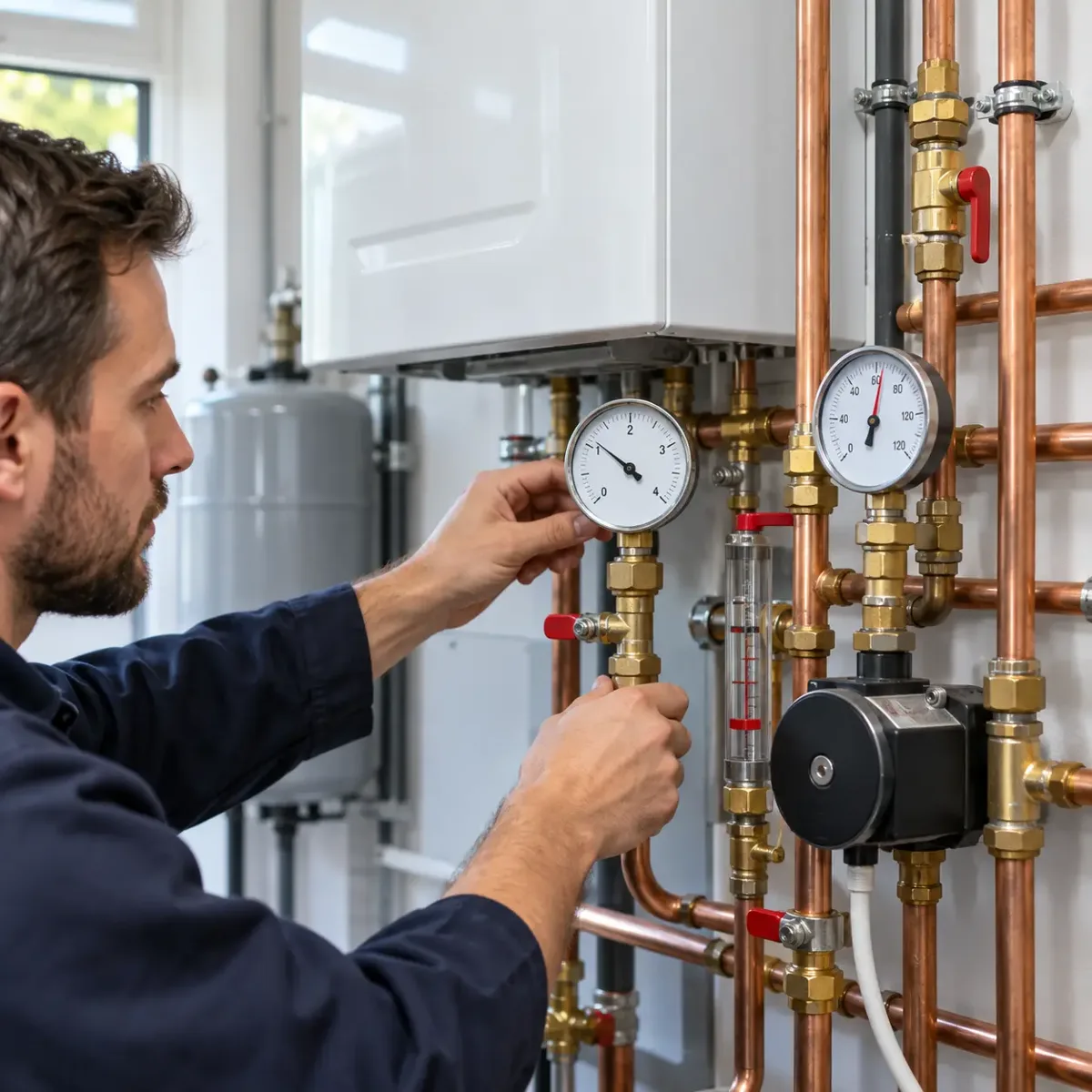 Original AI illustration of landlord heating flushing